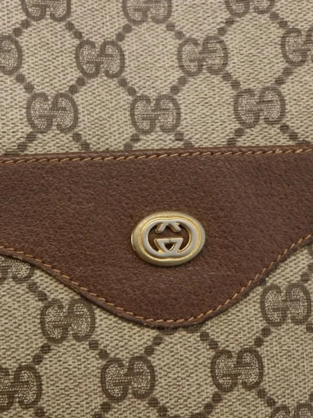 GUCCI GG Supreme Web Sherry Line Tote Bag PVC Beige Red 89 02 003 Auth ARZ909
